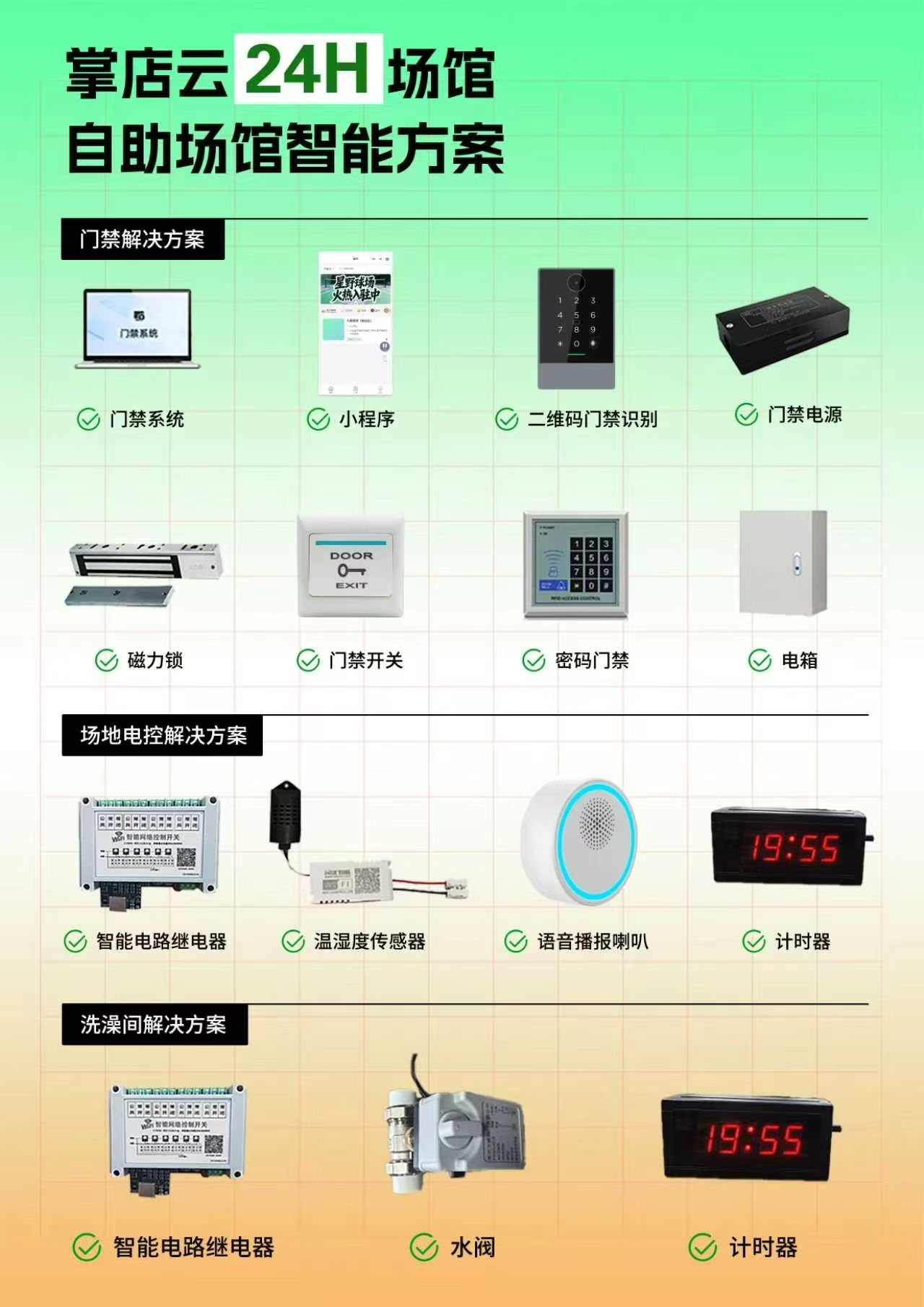 无人健身房门禁与场地电控器械