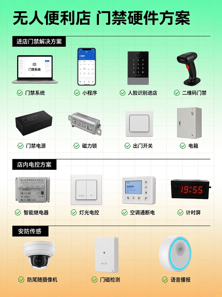 无人便利店门禁与店内电控器械